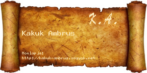 Kakuk Ambrus névjegykártya